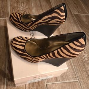 BCBG Zebra Pony Wedges Size 6.5